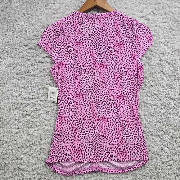 INC International Concepts Top Womens S Pink Animal Print Lace-Up Party Clubwear - Picture 9 of 12